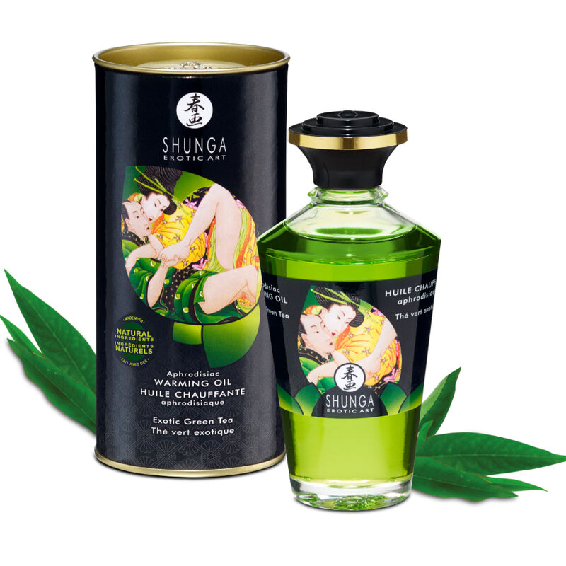 SHUNGA - ORGANICZNY OLEJEK DO MASAŻU Z EFEKTEM CIEPŁA Z ZIELONĄ HERBATĄ 100 ML