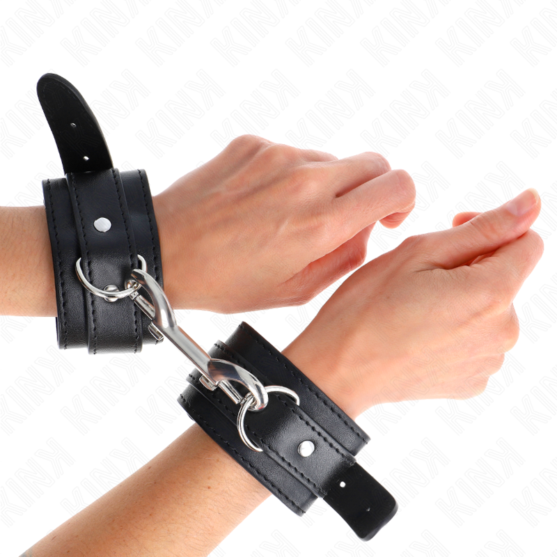 KINK - HANDGELENKFESSELN - EINREIHEN-NIETUNG, SCHWARZ, VERSTELLBAR, 17-28 CM X 5 CM