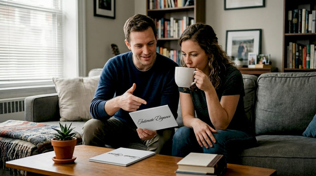 Couple discussing together on home sofa