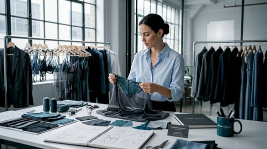 Designer reviewing elegant lingerie prototypes