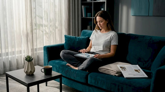 Person reviewing wellness products at home