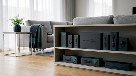 Minimalist display of quality pleasure products in living room