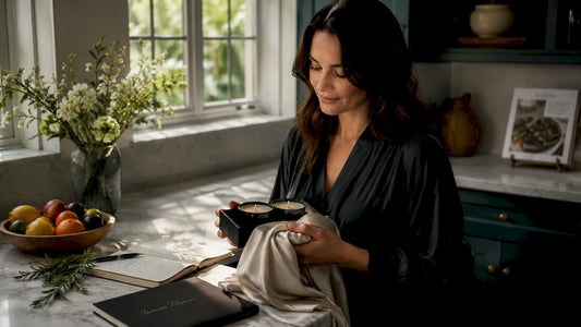 Woman enjoying sensory objects at home