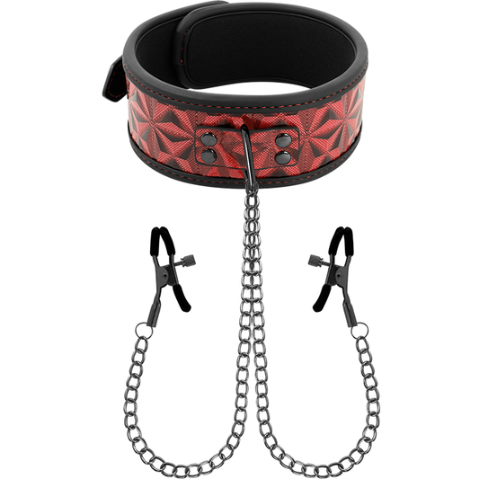 BEGME - RED EDITION KRAGEN MIT BRUSTWARZENKLEMMEN UND NEOPRENFUTTER