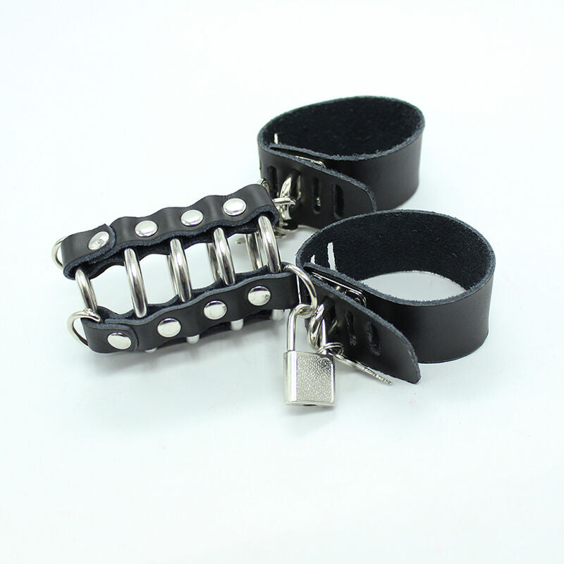 OHMAMA FETISCH - PENISKÄFIG MIT METALLRINGEN UND LEDERRIEMEN