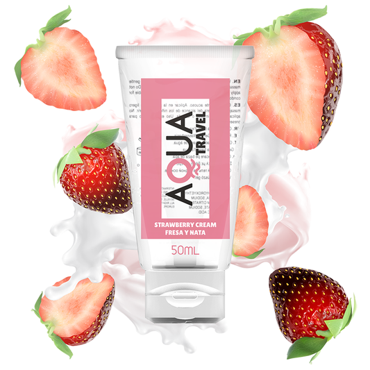 AQUA TRAVEL – Gleitmittel auf Wasserbasis mit Erdbeer-Creme-Geschmack – 50 ml