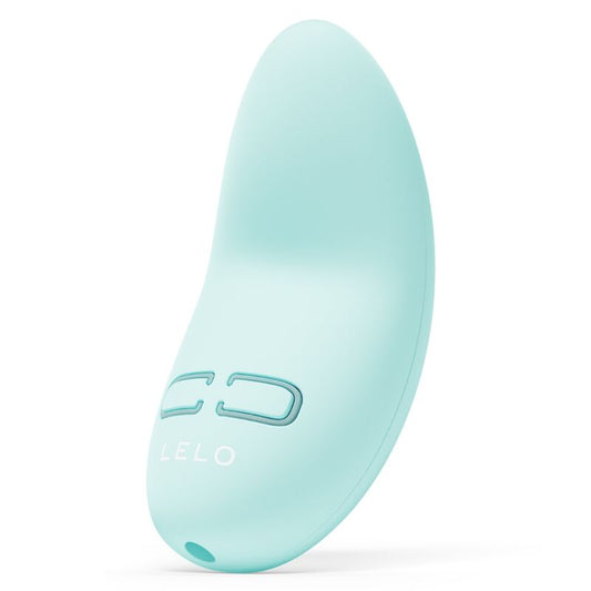 Aqua green smooth curved personal massager with LELO logo and control buttons.