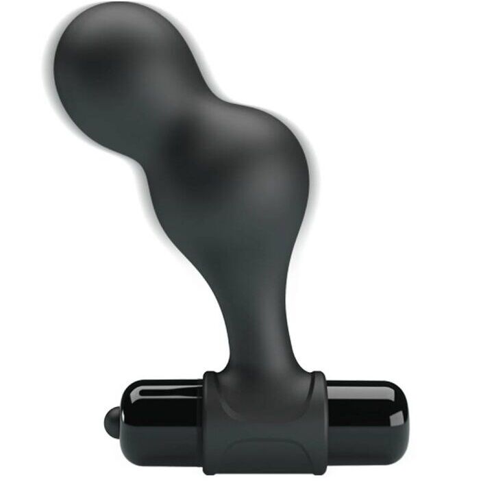 MR PLAY - CZARNY SILIKONOWY WIBRATOR Z KOREK ANALNYM
