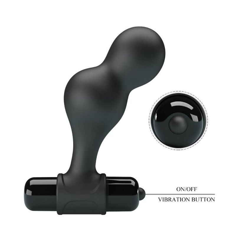 MR PLAY - CZARNY SILIKONOWY WIBRATOR Z KOREK ANALNYM