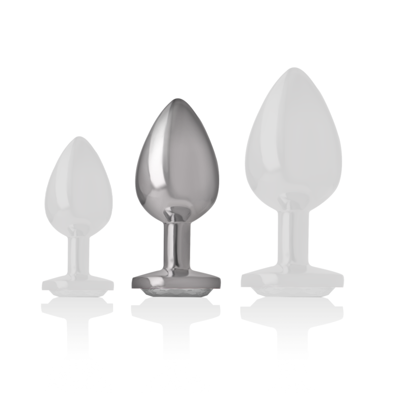 INTENSE - ANALPLUG AUS ALUMINIUMMETALL MIT SILBERKRISTALL, GRÖSSE M