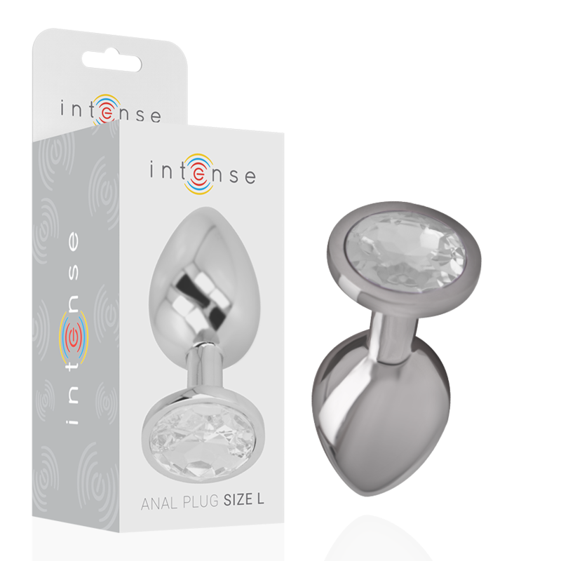 INTENSE - ANALPLUG AUS ALUMINIUMMETALL MIT SILBERKRISTALL, GRÖSSE L