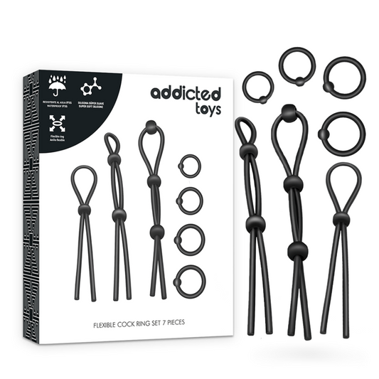 ADDICTED TOYS - FLEXIBLES SILIKON-COCKRING-SET, 7-TEILIG