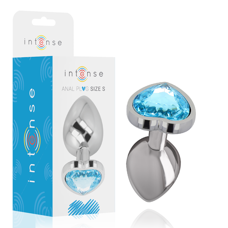 INTENSE - ANALPLUG AUS ALUMINIUMMETALL, BLAUES HERZ, GRÖSSE S