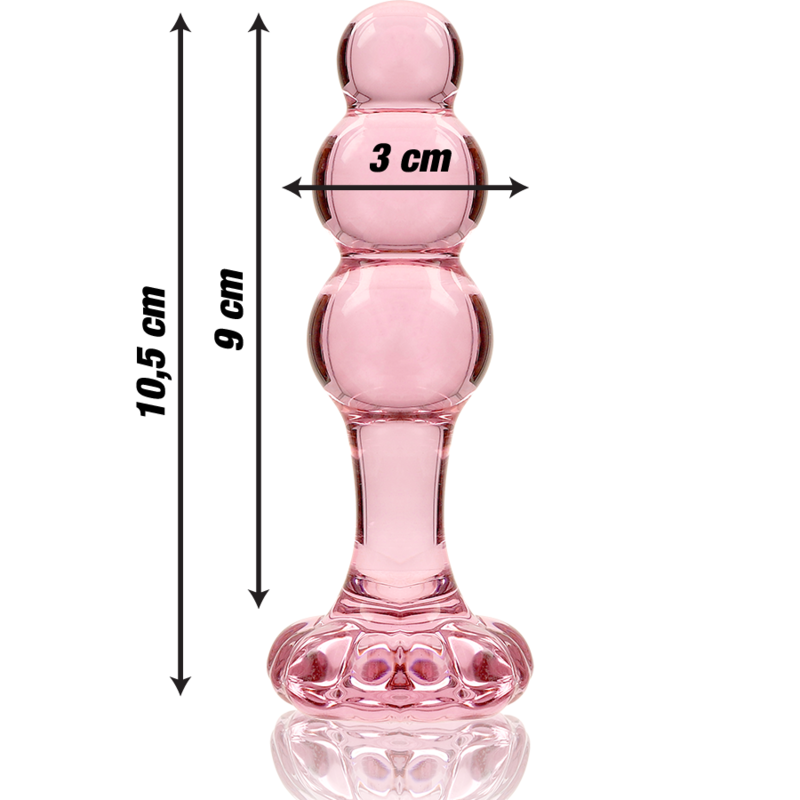 NEBULA-SERIE VON IBIZA – MODELL 1 ANALPLUG AUS BOROSILIKATGLAS, ROSA, 10,5 CM O 3 CM