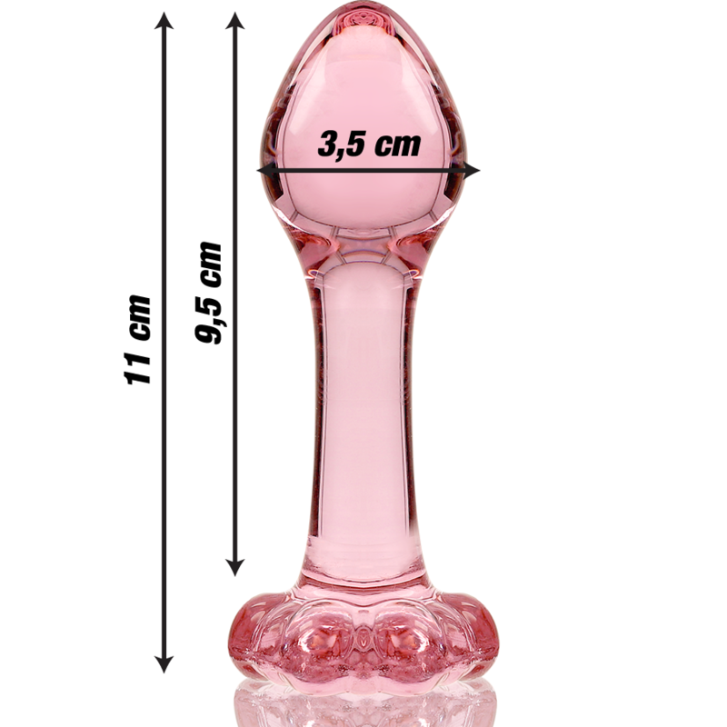 SERIA NEBULA BY IBIZA - MODEL 2 KOREK ANALNY SZKŁO BOROKRZEMOWE RÓŻOWY 11 CM -O- 3,5 CM