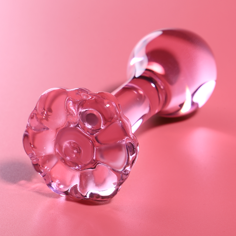SERIA NEBULA BY IBIZA - MODEL 2 KOREK ANALNY SZKŁO BOROKRZEMOWE RÓŻOWY 11 CM -O- 3,5 CM