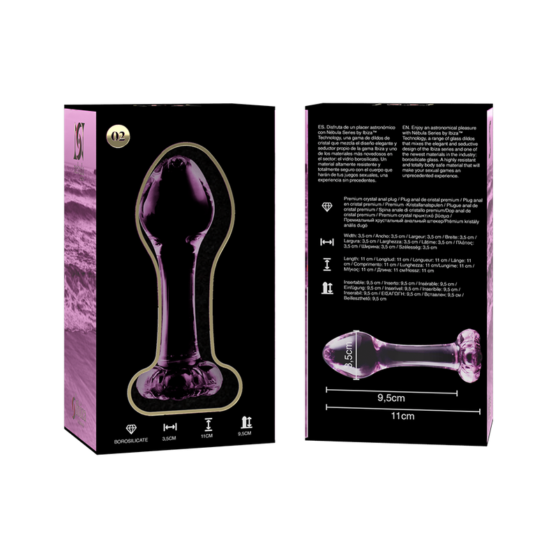 SERIA NEBULA BY IBIZA - MODEL 2 KOREK ANALNY SZKŁO BOROKRZEMOWE RÓŻOWY 11 CM -O- 3,5 CM