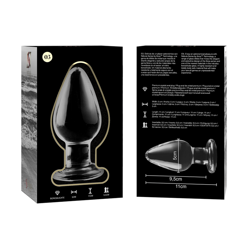 NEBULA-SERIE VON IBIZA – ANALPLUG MODELL 3, BOROSILIKATGLAS, TRANSPARENT, 11 CM – O – 5 CM