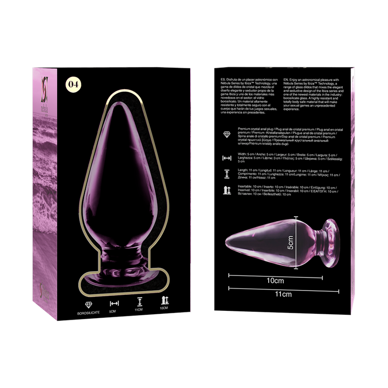 NEBULA-SERIE VON IBIZA – MODELL 4 ANALPLUG AUS BOROSILIKATGLAS, ROSA, 11 CM O 5 CM