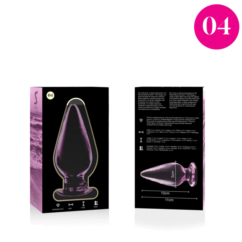 NEBULA-SERIE VON IBIZA – MODELL 4 ANALPLUG AUS BOROSILIKATGLAS, ROSA, 11 CM O 5 CM