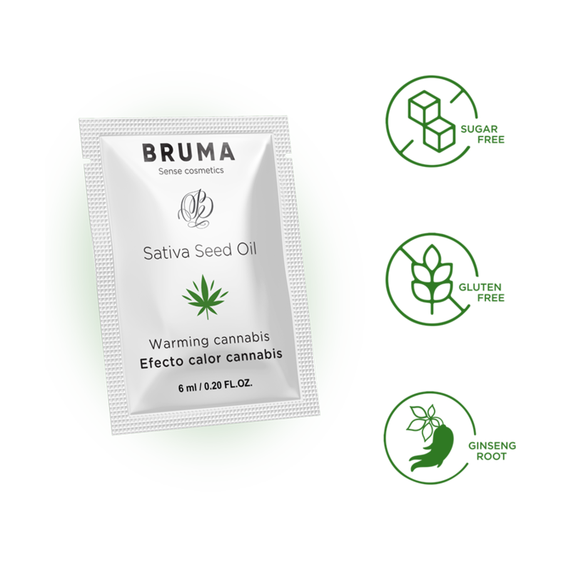 BRUMA - SATIVA-SAMENÖL-Gleitgel mit wärmendem Cannabisgeschmack, 6 ml