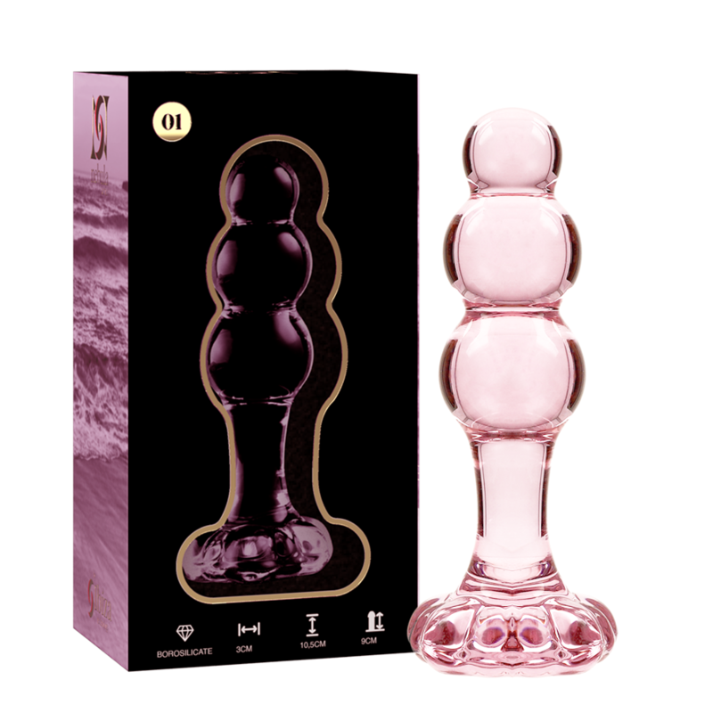 NEBULA-SERIE VON IBIZA – MODELL 1 ANALPLUG AUS BOROSILIKATGLAS, ROSA, 10,5 CM O 3 CM