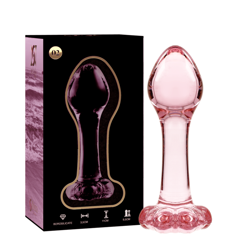 SERIA NEBULA BY IBIZA - MODEL 2 KOREK ANALNY SZKŁO BOROKRZEMOWE RÓŻOWY 11 CM -O- 3,5 CM