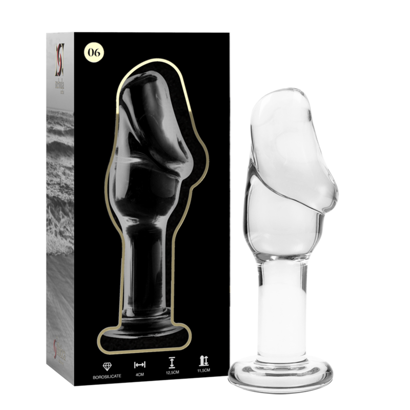 NEBULA-SERIE VON IBIZA – ANALPLUG MODELL 6 AUS BOROSILIKATGLAS, KLAR, 12,5 CM – O – 4 CM