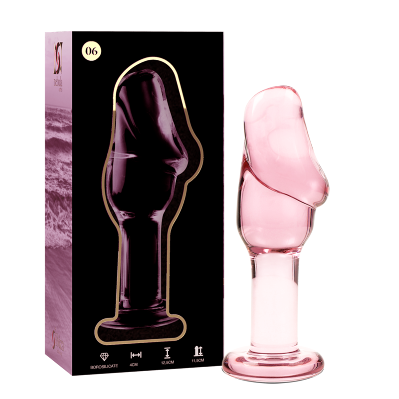 NEBULA-SERIE VON IBIZA – MODELL 6 ANALPLUG AUS BOROSILIKATGLAS, ROSA, 12,5 CM O 4 CM