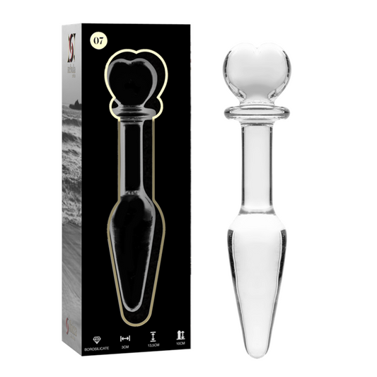 NEBULA-SERIE VON IBIZA – MODELL 7 ANALPLUG AUS BOROSILIKATGLAS, KLAR, 13,5 CM – O – 3 CM