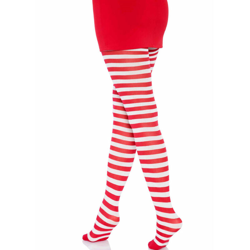 LEG AVENUE - WEISS/ROT GESTREIFTE STRUMPFHOSE