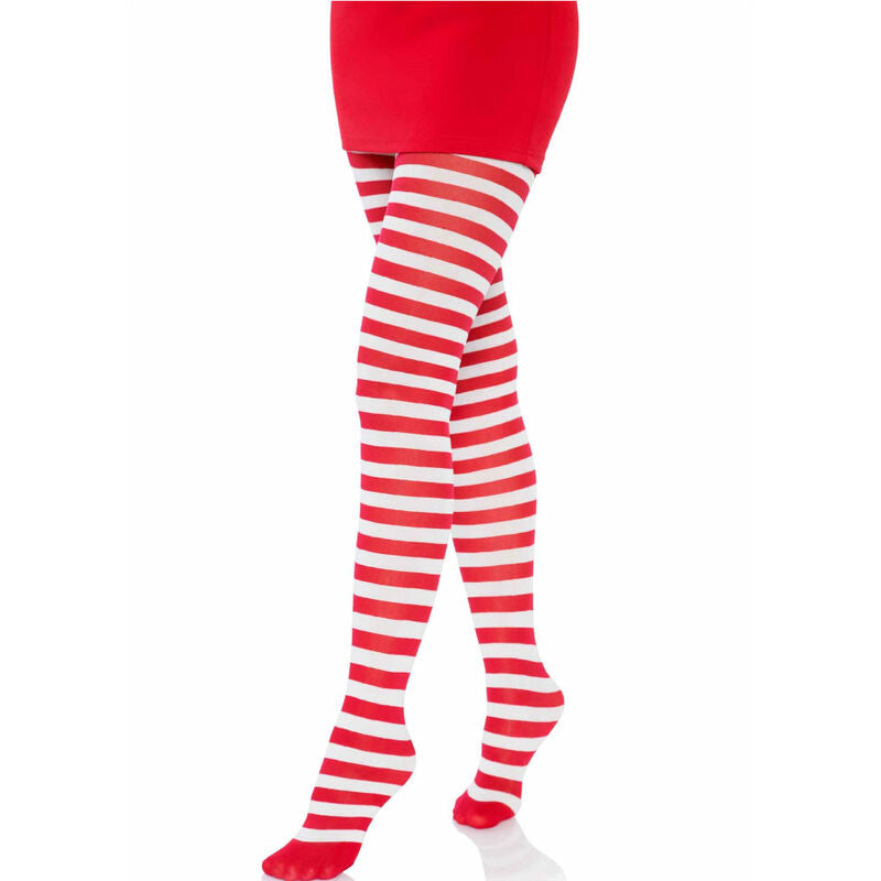 LEG AVENUE - WEISS/ROT GESTREIFTE STRUMPFHOSE