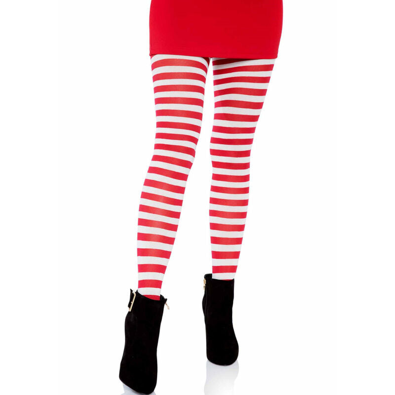 LEG AVENUE - WEISS/ROT GESTREIFTE STRUMPFHOSE