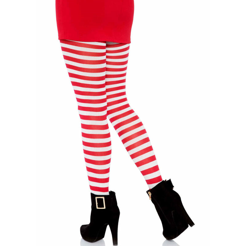 LEG AVENUE - WEISS/ROT GESTREIFTE STRUMPFHOSE