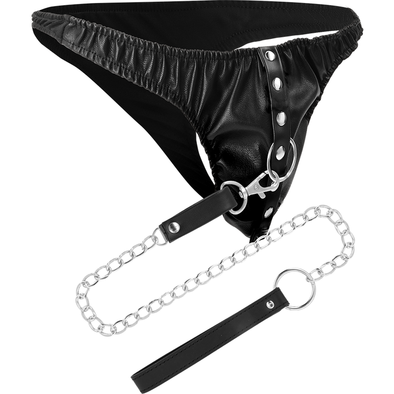 DARKNESS - SUBMISSION THONG WITH METAL KETTE