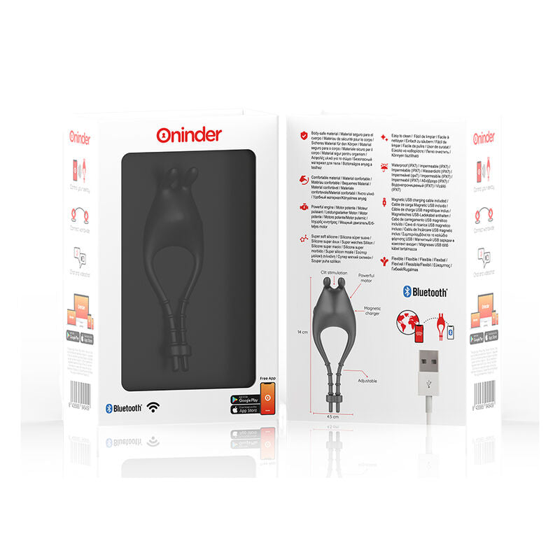 ONINDER – PAMPA Wiederaufladbarer, verstellbarer Vibratorring mit Klitorisstimulator, 10 Geschwindigkeitsstufen – Kostenlose App