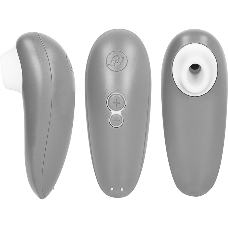 Gray Womanizer Starlet 3 clitoral stimulator with ergonomic shape and control buttons.