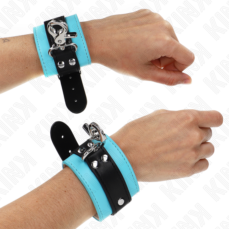 KINK – PREMIUM-HANDSCHRAUBEN MIT ABSCHLIESSBARER VERSCHLIESSBARHEIT, SCHWARZ/BLAU, VERSTELLBAR, 21–28 CM X 5,5 CM