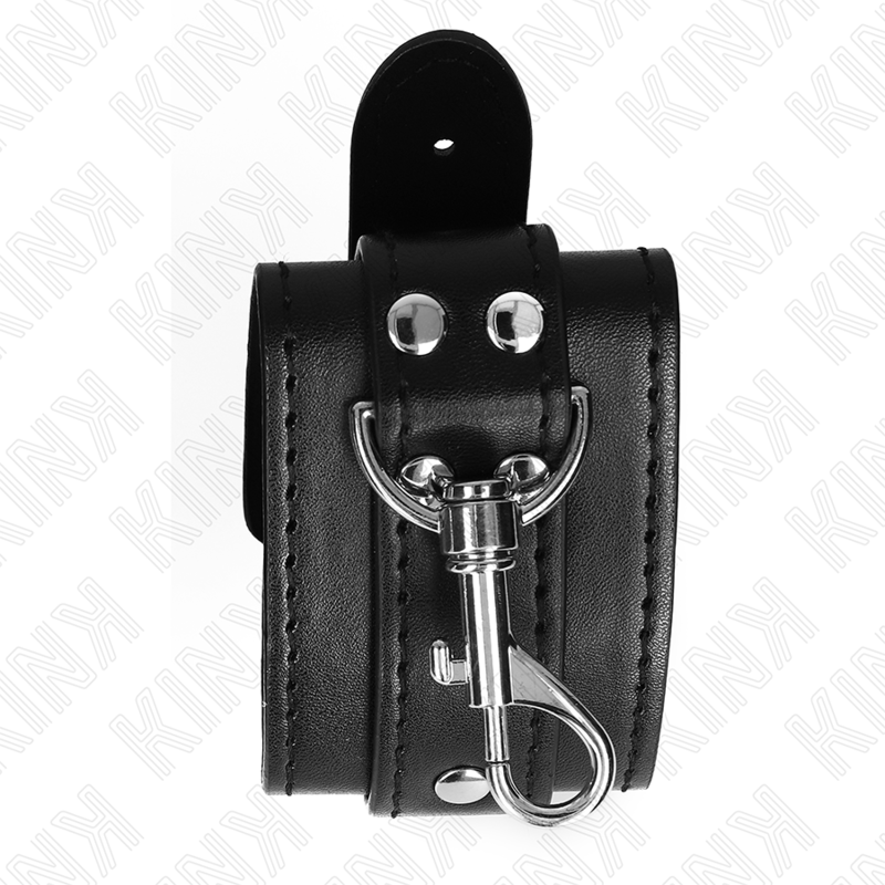 KINK – Abschließbare Dungeon-Handgelenksfesseln, schwarz, verstellbar, 21–28 cm x 5,5 cm