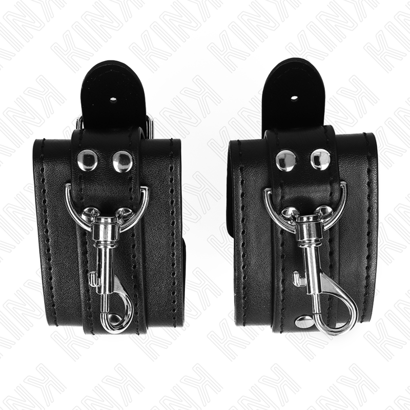 KINK – Abschließbare Dungeon-Handgelenksfesseln, schwarz, verstellbar, 21–28 cm x 5,5 cm
