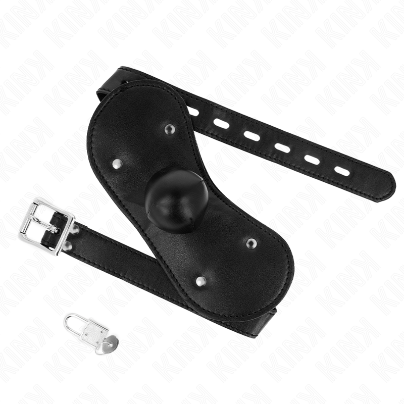 KINK - KNEBEL Z MASKĄ NA USTNIKI Z BLOKADĄ REGULOWANY 42-60 CM