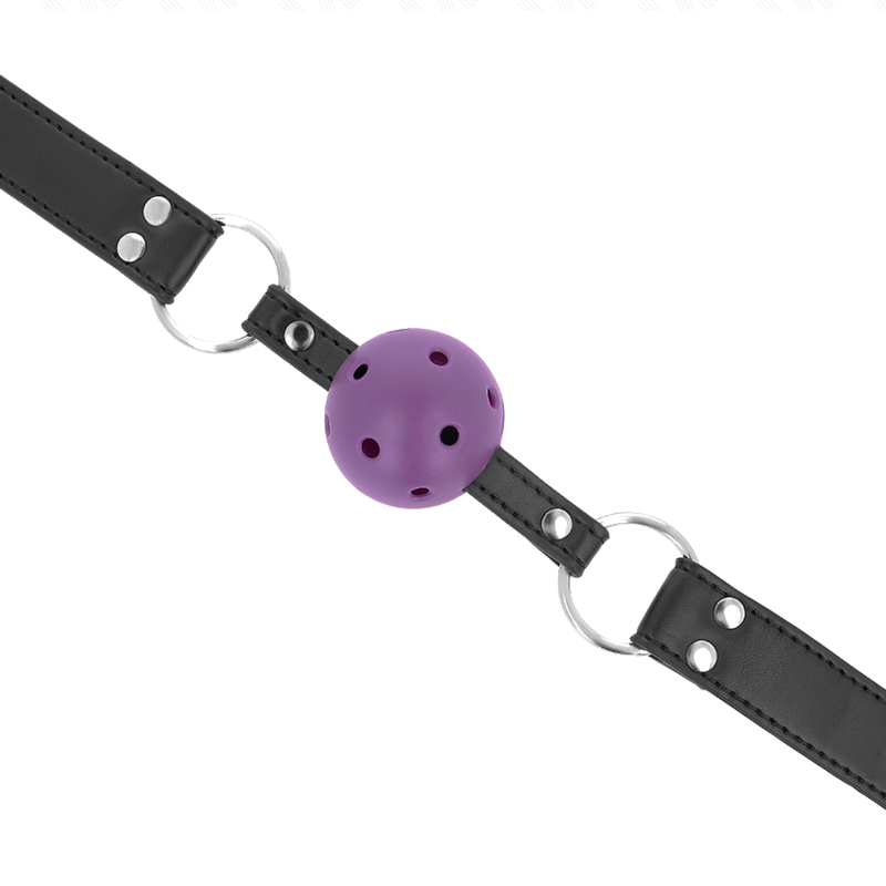 KINK – Atmungsaktiver Ballknebel, 4 cm, mit Doppelniete, Lila, 62,5 x 2,5 cm, verstellbar von 42 bis 58 cm
