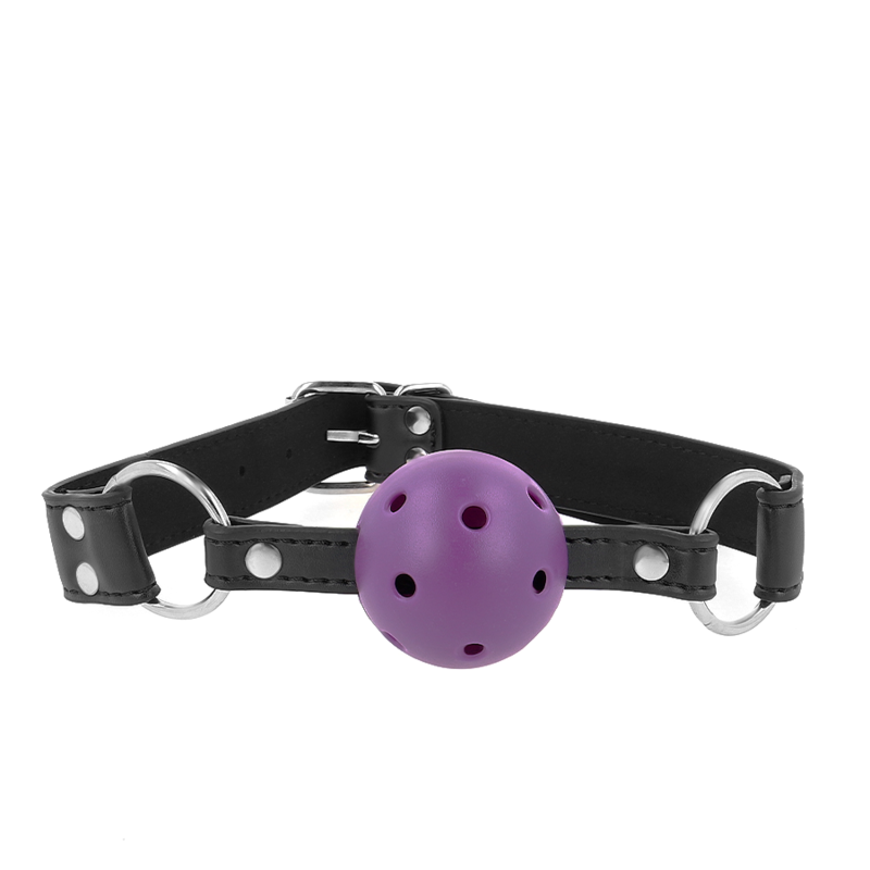 KINK – Atmungsaktiver Ballknebel, 4 cm, mit Doppelniete, Lila, 62,5 x 2,5 cm, verstellbar von 42 bis 58 cm