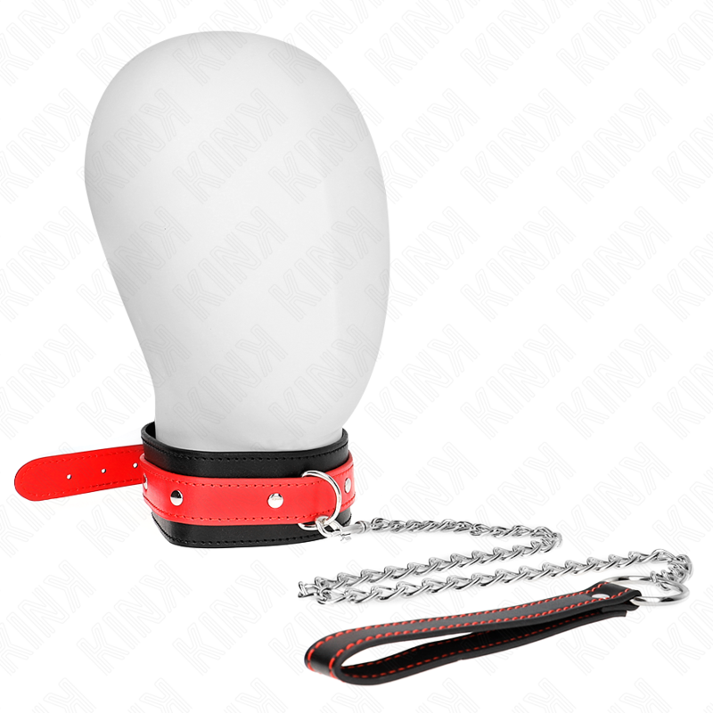 KINK - NASZYJNIK Z CZERWONYM PASKIEM 65 CM REGULOWANY 36-43 CM X 5 CM