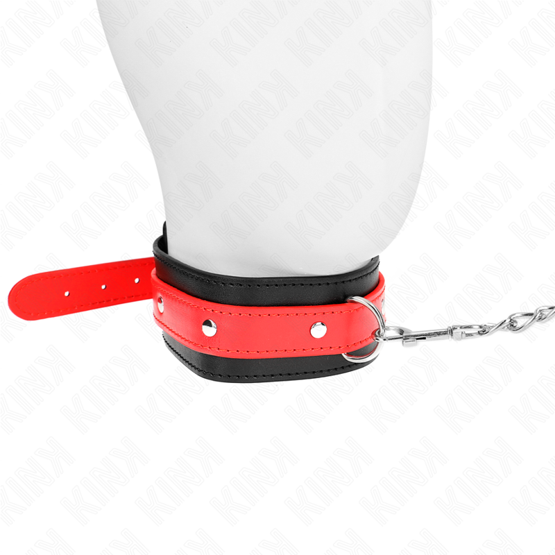 KINK - NASZYJNIK Z CZERWONYM PASKIEM 65 CM REGULOWANY 36-43 CM X 5 CM