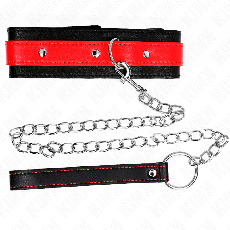 KINK - NASZYJNIK Z CZERWONYM PASKIEM 65 CM REGULOWANY 36-43 CM X 5 CM
