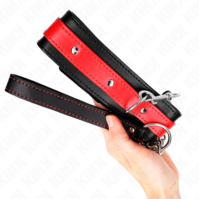 KINK - NASZYJNIK Z CZERWONYM PASKIEM 65 CM REGULOWANY 36-43 CM X 5 CM