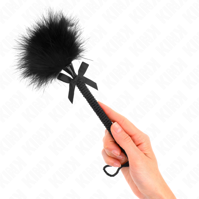KINK - Nylonseilstab mit Kitzelfedern und schwarzer Schleife, 25 cm