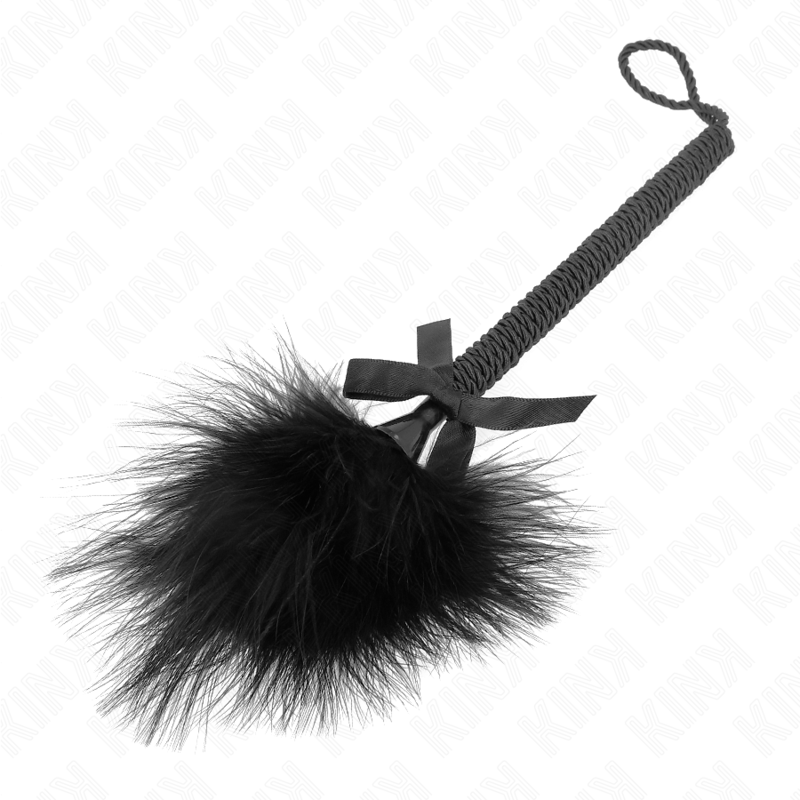 KINK - Nylonseilstab mit Kitzelfedern und schwarzer Schleife, 25 cm