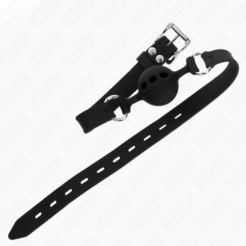 KINK – Vollsilikonknebel 55 x 2 cm mit 4 cm Kugel, Größe S, schwarz, verstellbar 35–51 cm